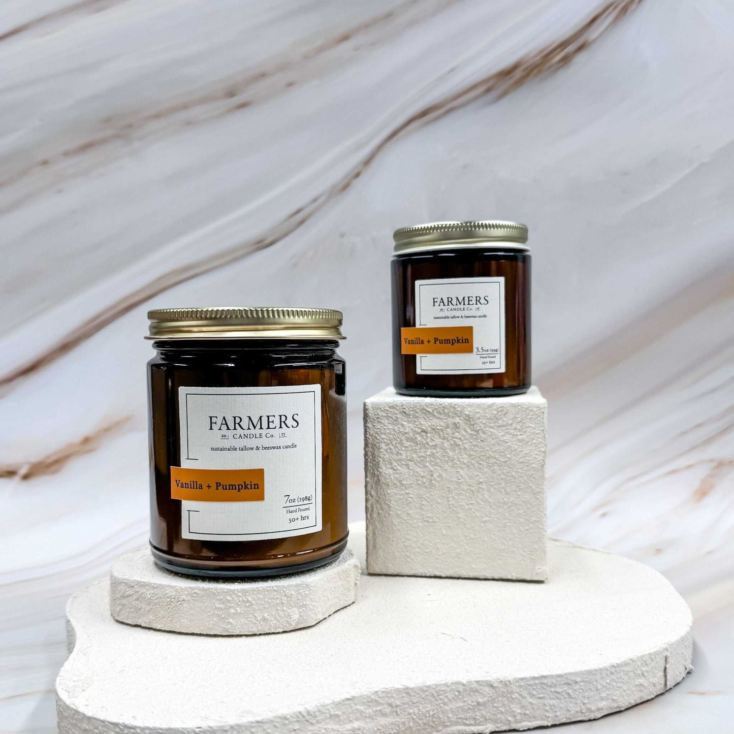 Vanilla + Pumpkin fall scent with cardamom, cinnamon, pumpkin, and vanilla notes