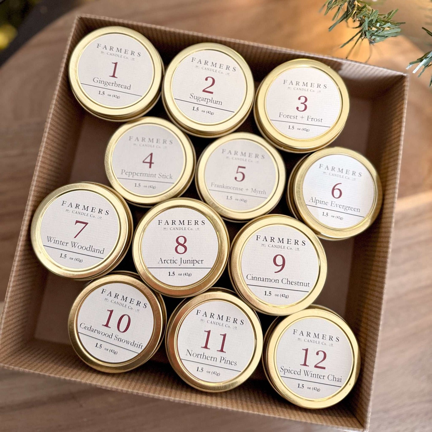 12 Days of Scented Holiday Cheer — Gold Tin Candle Gift Set
