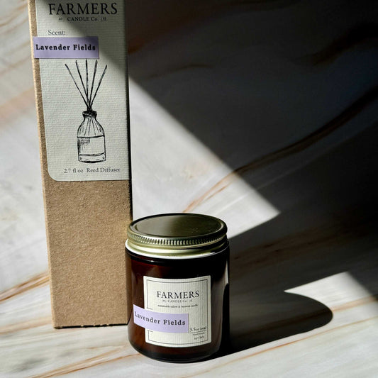 Sunlit Lavender Fields with rows of blooming lavender and a refreshing floral aroma