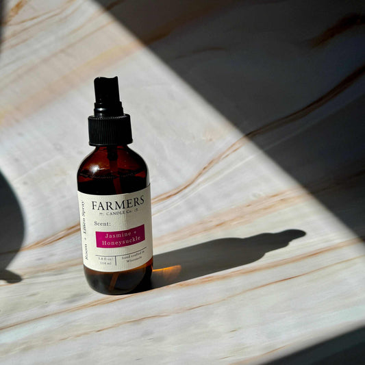 Soft floral fragrance bottle with jasmine and honeysuckle notes and lemon ginger top scent